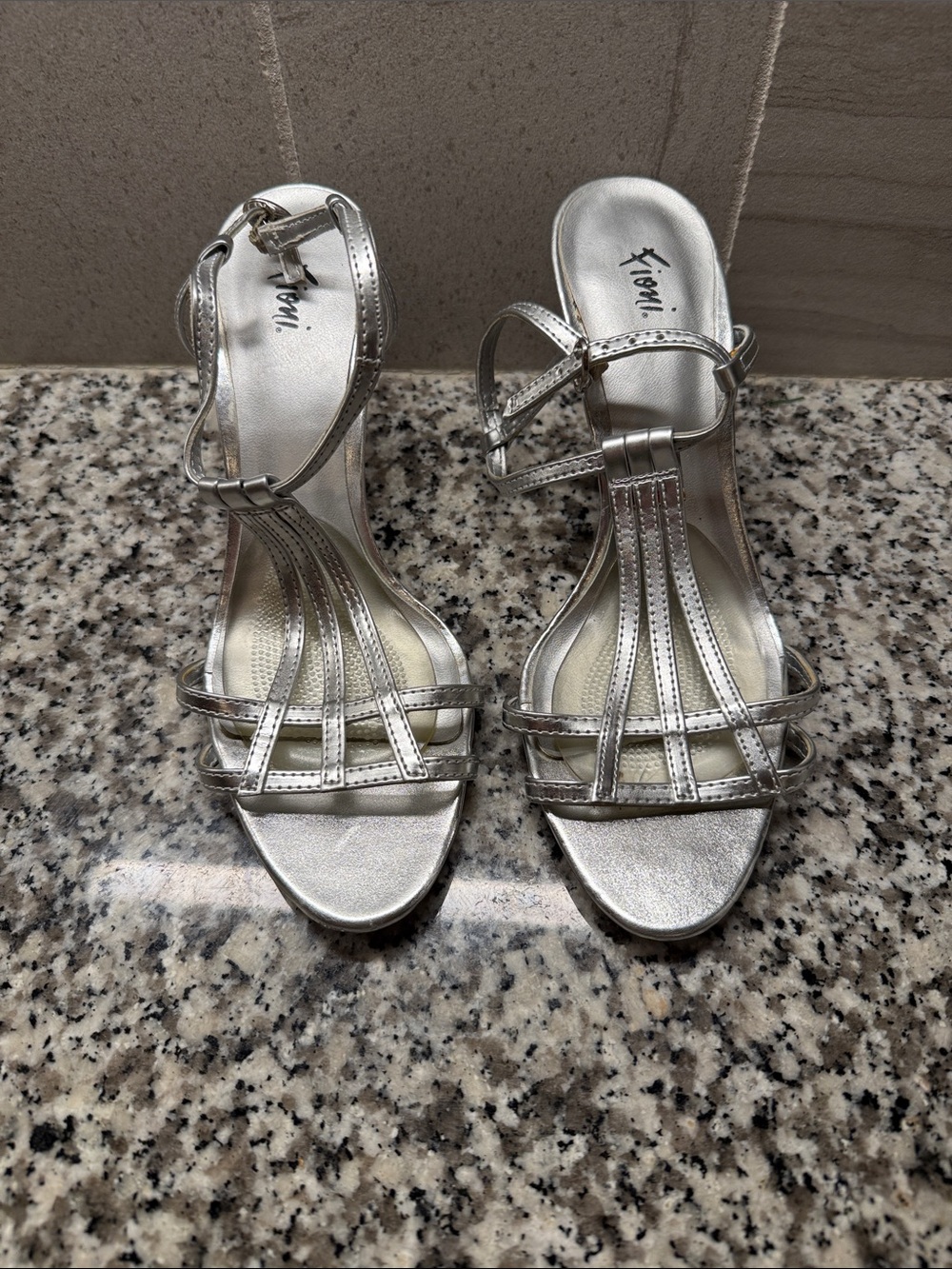 Silver Strappy Evening Sandals - Women, Size 7